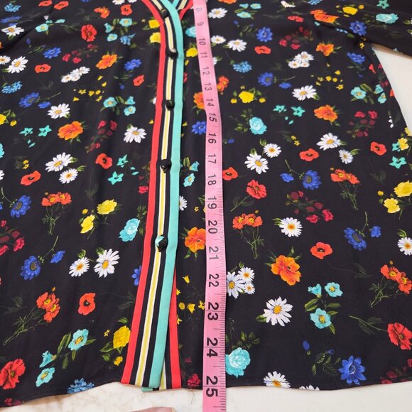 Alice + Olivia Randa Floral Bell Sleeve Blouse Top Medium Maximalism Boho Fun - Picture 12 of 12
